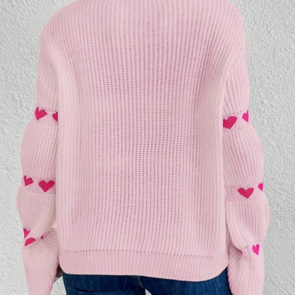 Cozy hearts print sleeve sweater top - Picture 4 of 7